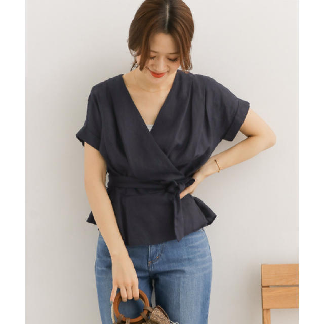 ハードマンズリネンカシュクールブラウス *定価：9,180円 *色：NAVY