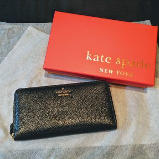 ケイトスペードニューヨーク(kate spade new york)のkate spade　長財布　黒　ボーダー(長財布)