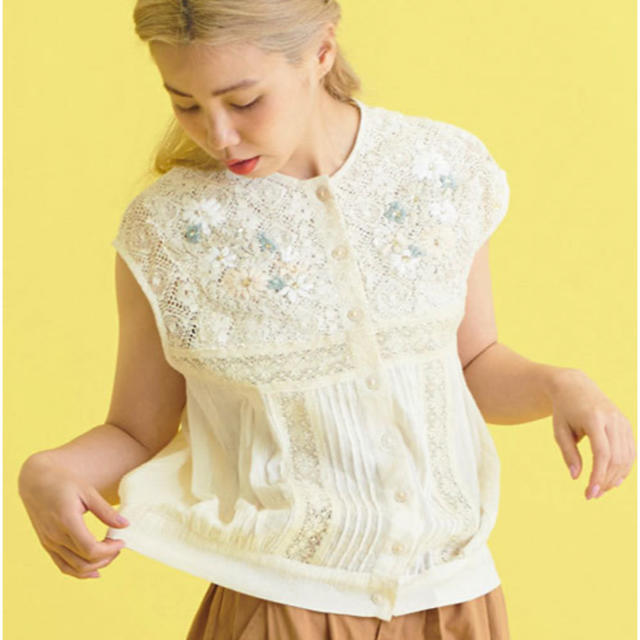 Dot&Stripes CHILDWOMAN - コットンボイル レースHAND刺繍フレンチ