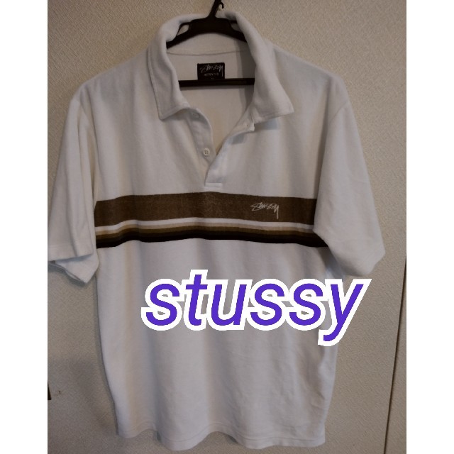 STUSSY(ステューシー)のstussyポロシャツMサイズ白ボーダー メンズのトップス(ポロシャツ)の商品写真