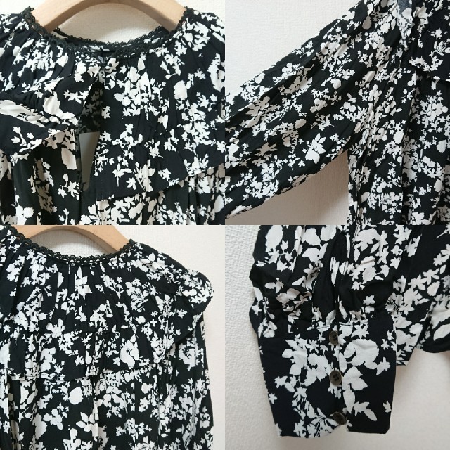 ZARA(ザラ)の今季 新品 ZARA ザラ フリル 花柄 フラワー ブラウス 長袖 トップス レディースのトップス(シャツ/ブラウス(長袖/七分))の商品写真