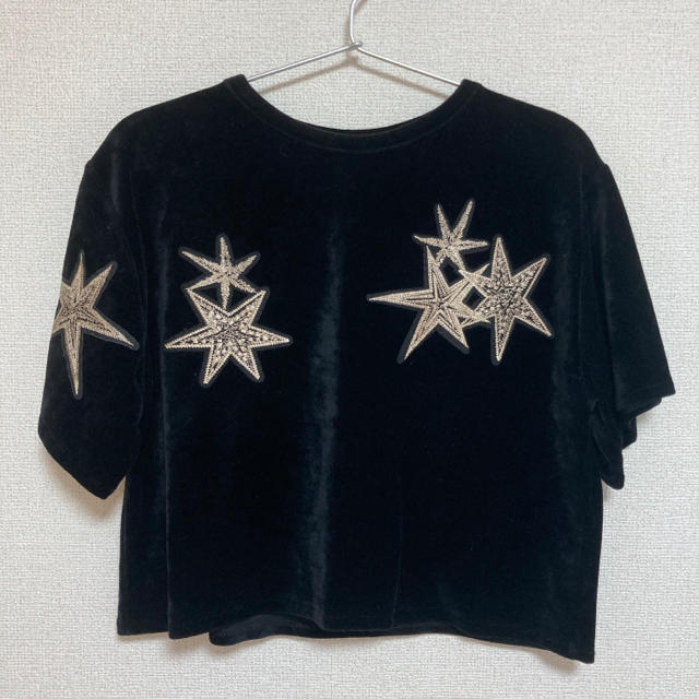 ZARA(ザラ)のZARA ベロア星柄Tシャツ レディースのトップス(Tシャツ(半袖/袖なし))の商品写真