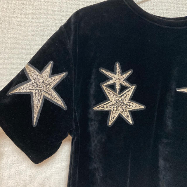 ZARA(ザラ)のZARA ベロア星柄Tシャツ レディースのトップス(Tシャツ(半袖/袖なし))の商品写真