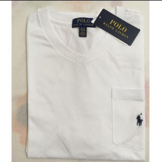 ポロラルフローレン(POLO RALPH LAUREN)の新品[キッズXL]POLOラルフローレン 半袖Ｔシャツ Vネック 白色大人OK(Tシャツ/カットソー(半袖/袖なし))