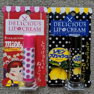 【新品・未開封】デリシャスリップクリーム　ミルキーの香り　レモンスカッシュの香り(リップケア/リップクリーム)