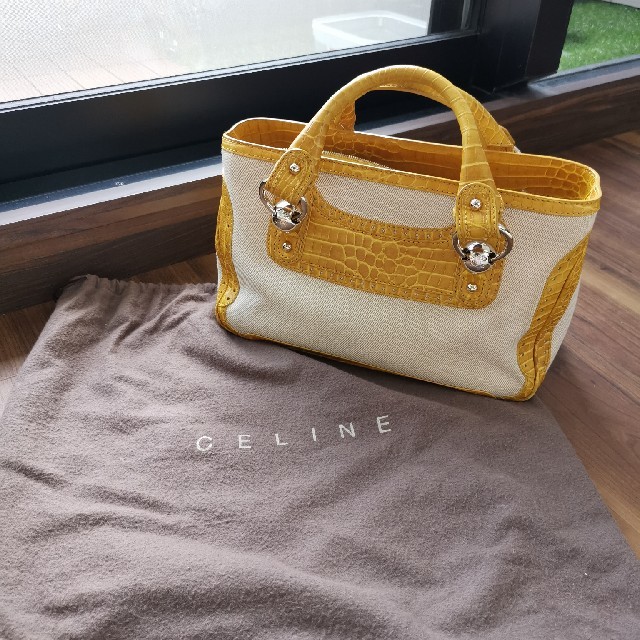 CELINE セリーヌ　ハンドバッグ　ブギーバッグ　クロコ型押し　ストロー　かご