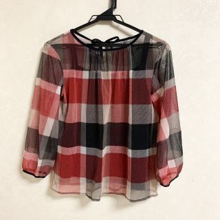 バーバリーブルーレーベル(BURBERRY BLUE LABEL)のクレストブリッジチェックチュールドットプリントブラウス(シャツ/ブラウス(長袖/七分))