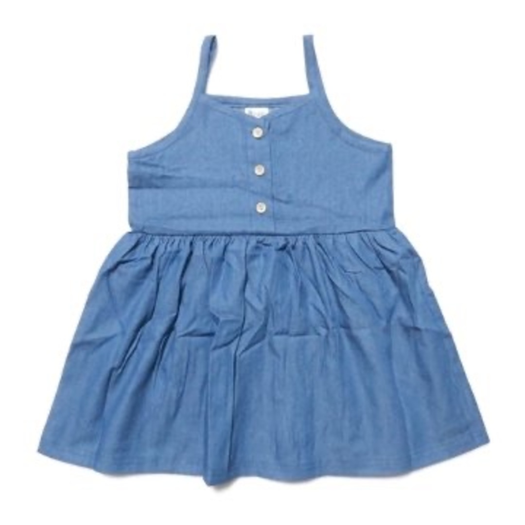 韓国子供服 Blue コットンデニムチュニックワンピース キッズ/ベビー/マタニティのキッズ服女の子用(90cm~)(ワンピース)の商品写真