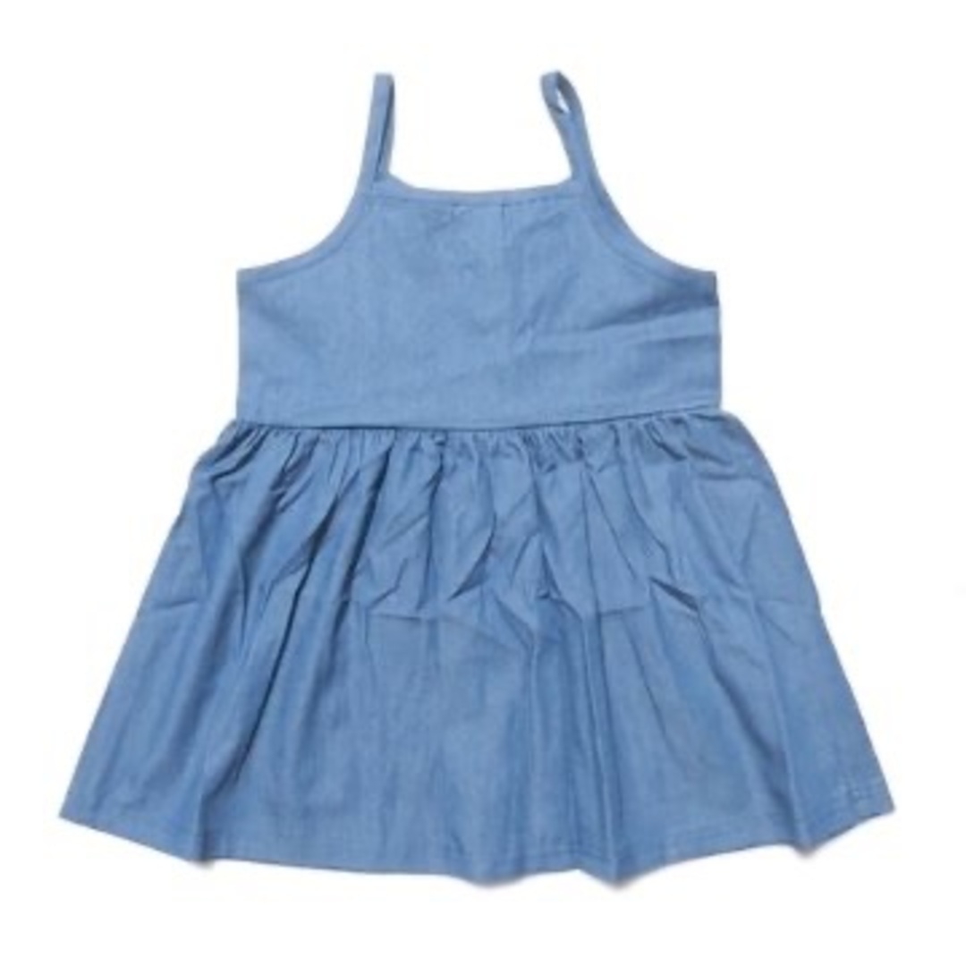 韓国子供服 Blue コットンデニムチュニックワンピース キッズ/ベビー/マタニティのキッズ服女の子用(90cm~)(ワンピース)の商品写真