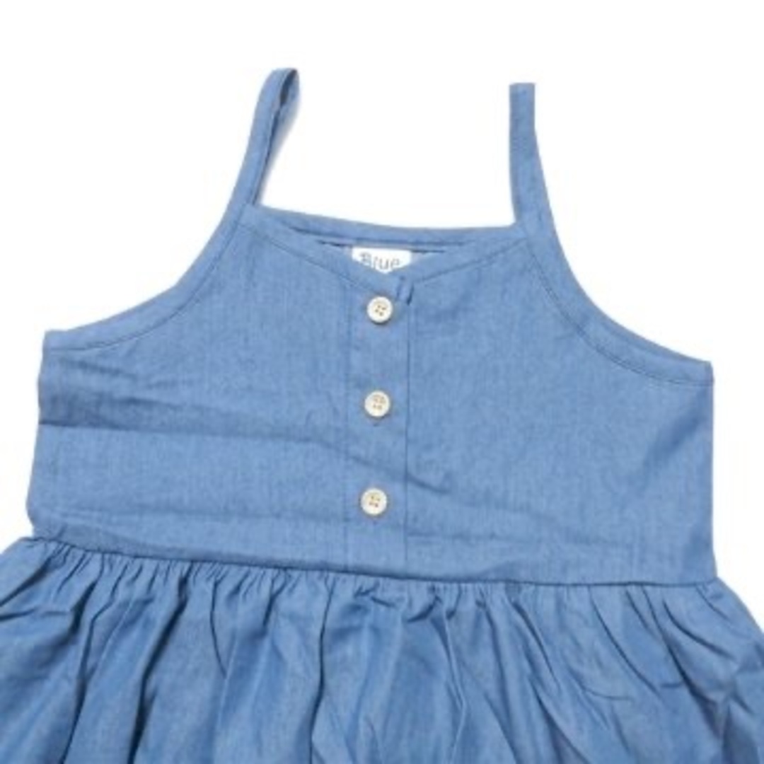 韓国子供服 Blue コットンデニムチュニックワンピース キッズ/ベビー/マタニティのキッズ服女の子用(90cm~)(ワンピース)の商品写真