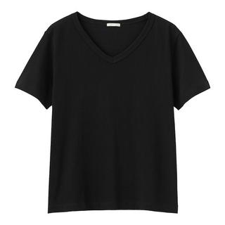 ジーユー(GU)のGU　ジーユー　XL　カラーVネックT(半袖)　ブラック(Tシャツ(半袖/袖なし))