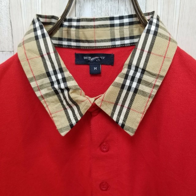 希少 BURBERRY ノバチェック柄 襟切り替え ポロシャツ