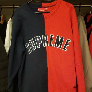 シュプリーム(Supreme)の18AW Split Crewneck Sweatshirt navy red(スウェット)