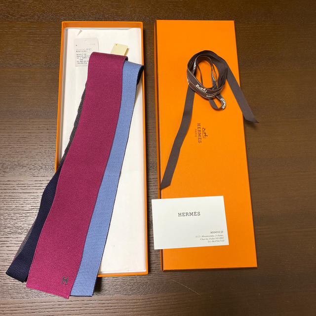 美品 エルメス HERMES ニットタイ シルク100％ ネクタイ メンズ