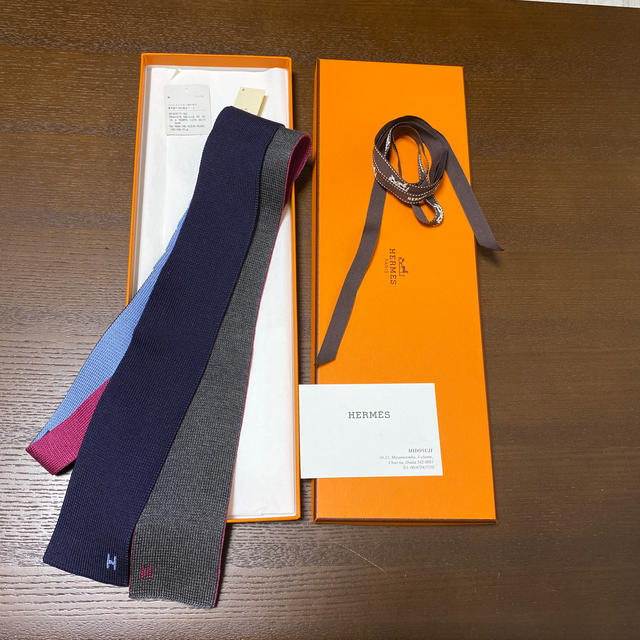 HERMES ニットタイ　リバーシブル　シルク