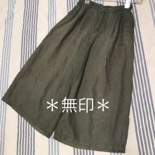 ムジルシリョウヒン(MUJI (無印良品))の【無印】リネンワイドパンツ　ガウチョパンツ(カジュアルパンツ)