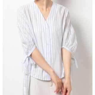 マジェスティックレゴン(MAJESTIC LEGON)の新品♡マジェスティックレゴン♡ストライプ袖リボンブラウス(シャツ/ブラウス(長袖/七分))