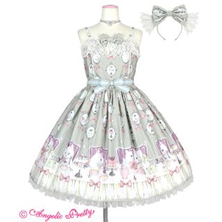 アンジェリックプリティー(Angelic Pretty)の本日発送　Angelic Pretty 猫のお茶会　JSK グレー(ひざ丈ワンピース)