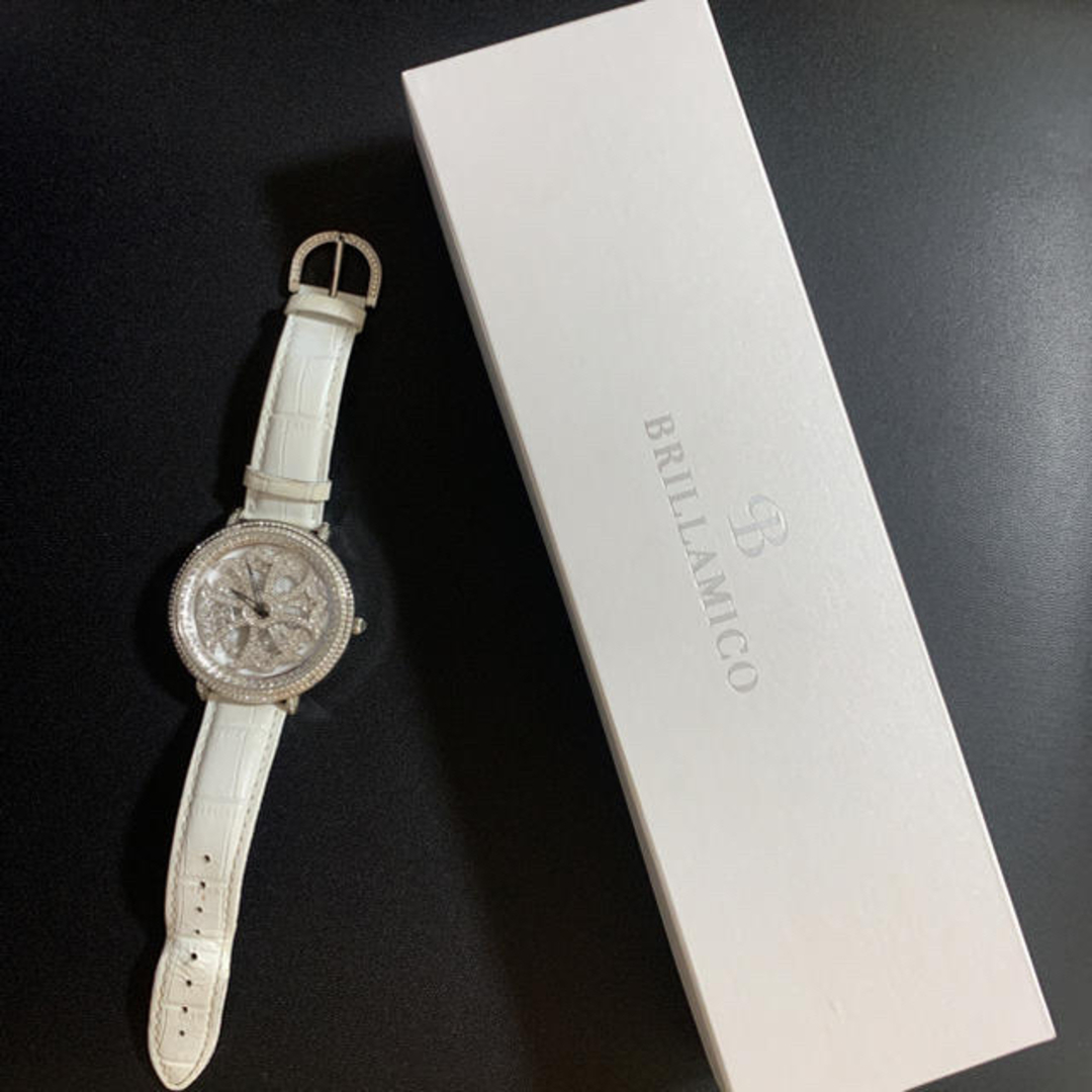 BRILLAMICO 46MM WHITE x SILVER〈革ベルト〉ホワイト