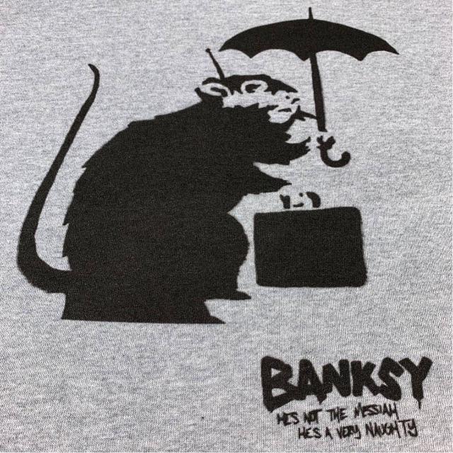 新品 BANKSY 東京 傘 ネズミ ストリート グラフィティ グレー パーカー 3