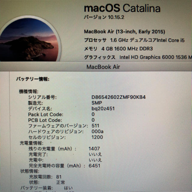 美品！SSDカスタム！MacBook air 13インチ early2015