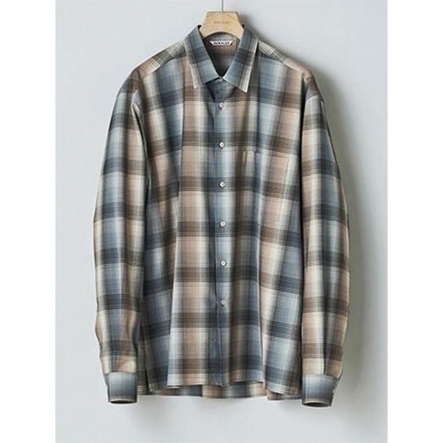 AURALEE 4 SUPER LIGHT WOOL CHECK SHIRTS