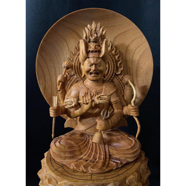 井波彫刻 総ケヤキ材 仏教工芸品 木彫仏教 仏師で仕上げ品 愛染明王座 井波彫刻 総ケヤキ材 仏教工芸品 木彫仏教 仏師で仕上げ品 愛染明王座