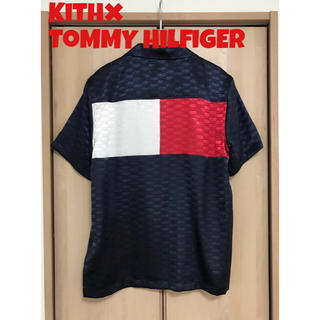 【S】KITH X TOMMY HILFIGER SATIN SHIRT 紺(シャツ)