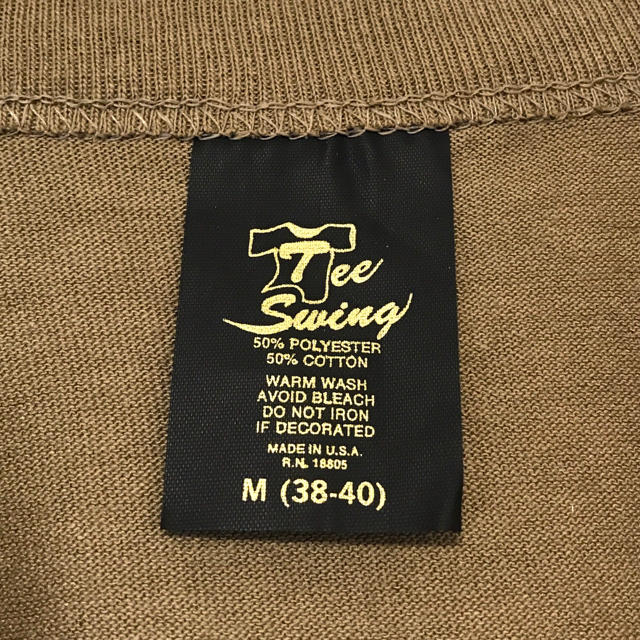 Hanes(ヘインズ)のデッドストック！ 80's Tee Swing 無地T USA製 M カーキ メンズのトップス(Tシャツ/カットソー(半袖/袖なし))の商品写真