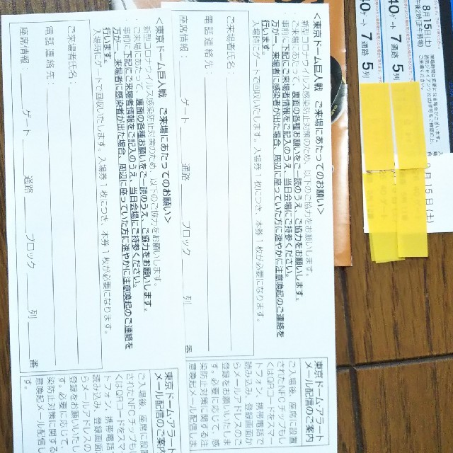 東京ドーム巨人戦チケット