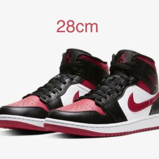 ナイキ(NIKE)のNIKE AIR JORDAN 1 MID BLACK/RED-WHITE 新品(スニーカー)