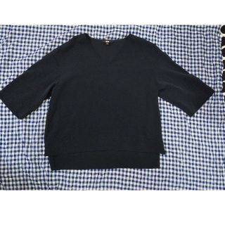 ユニクロ(UNIQLO)の未着用　ユニクロ UNIQLO 五分丈Ｖネックカットソー S ネイビー NABY(カットソー(半袖/袖なし))