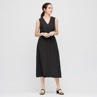 ユニクロ(UNIQLO)のUNIQLO リネンブレンドAラインワンピース(ロングワンピース/マキシワンピース)