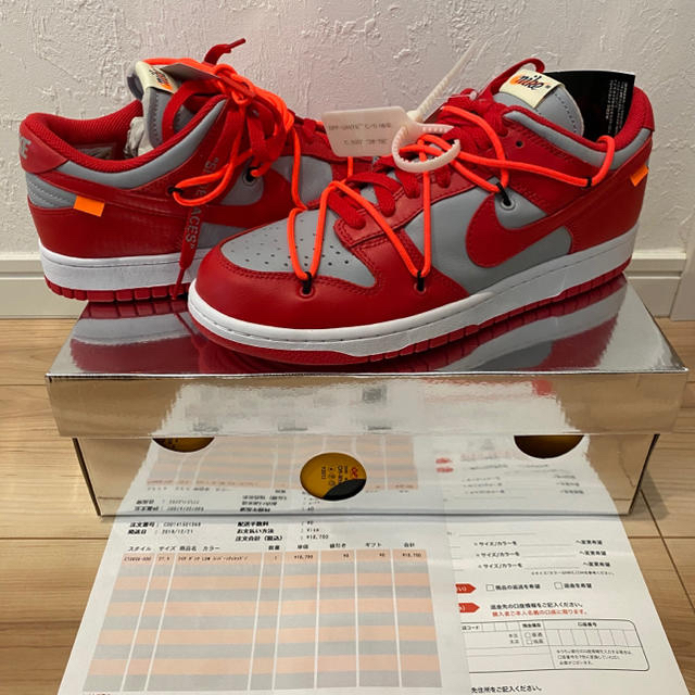 NIKE×off-white Dunk Low University Red