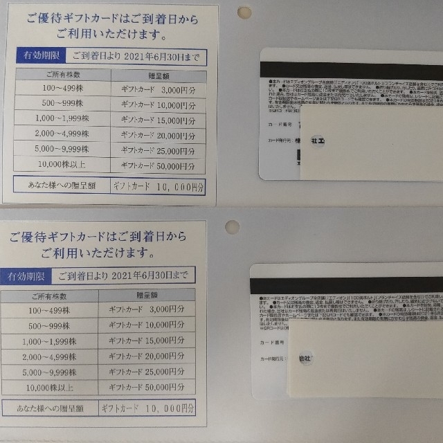 ショッピングエディオン 株主優待カード20000円分