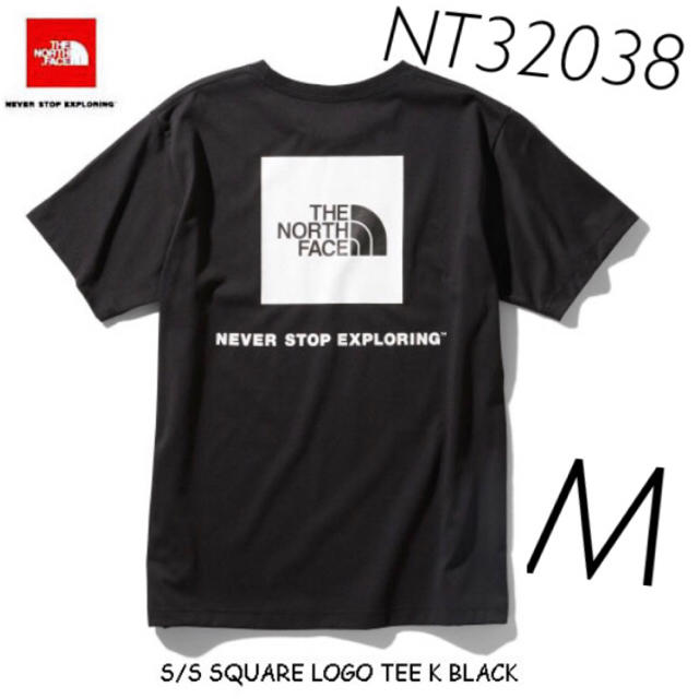 ノースフェイス スリーブスクエアロゴTシャツ NT32038 ブラック Mサイズ
