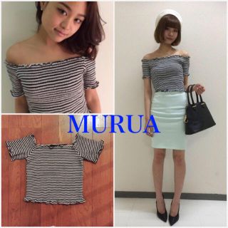 ムルーア(MURUA)のMURUA シャーリングオフショルtop(カットソー(半袖/袖なし))