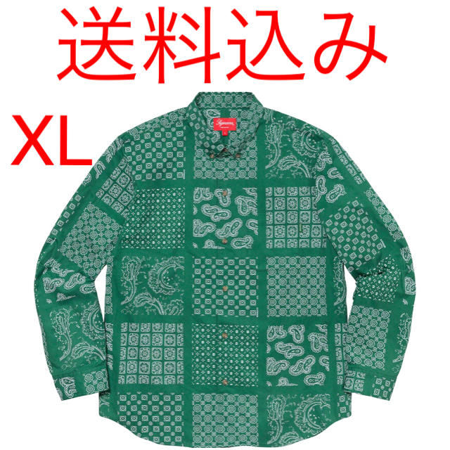 SUPREME Paisley Grid Shirt Green XL シャツ