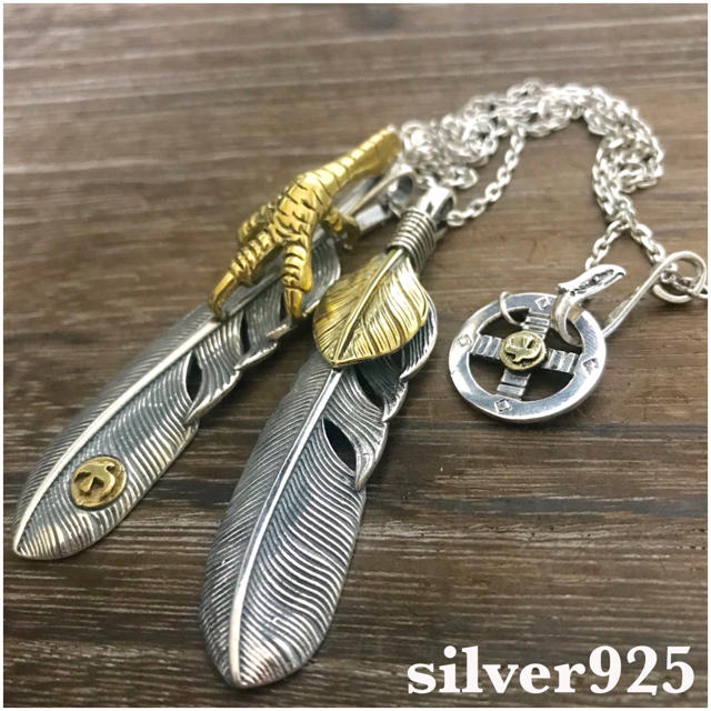 goro's - silver925 金爪フェザー ハートフェザー ネックレス