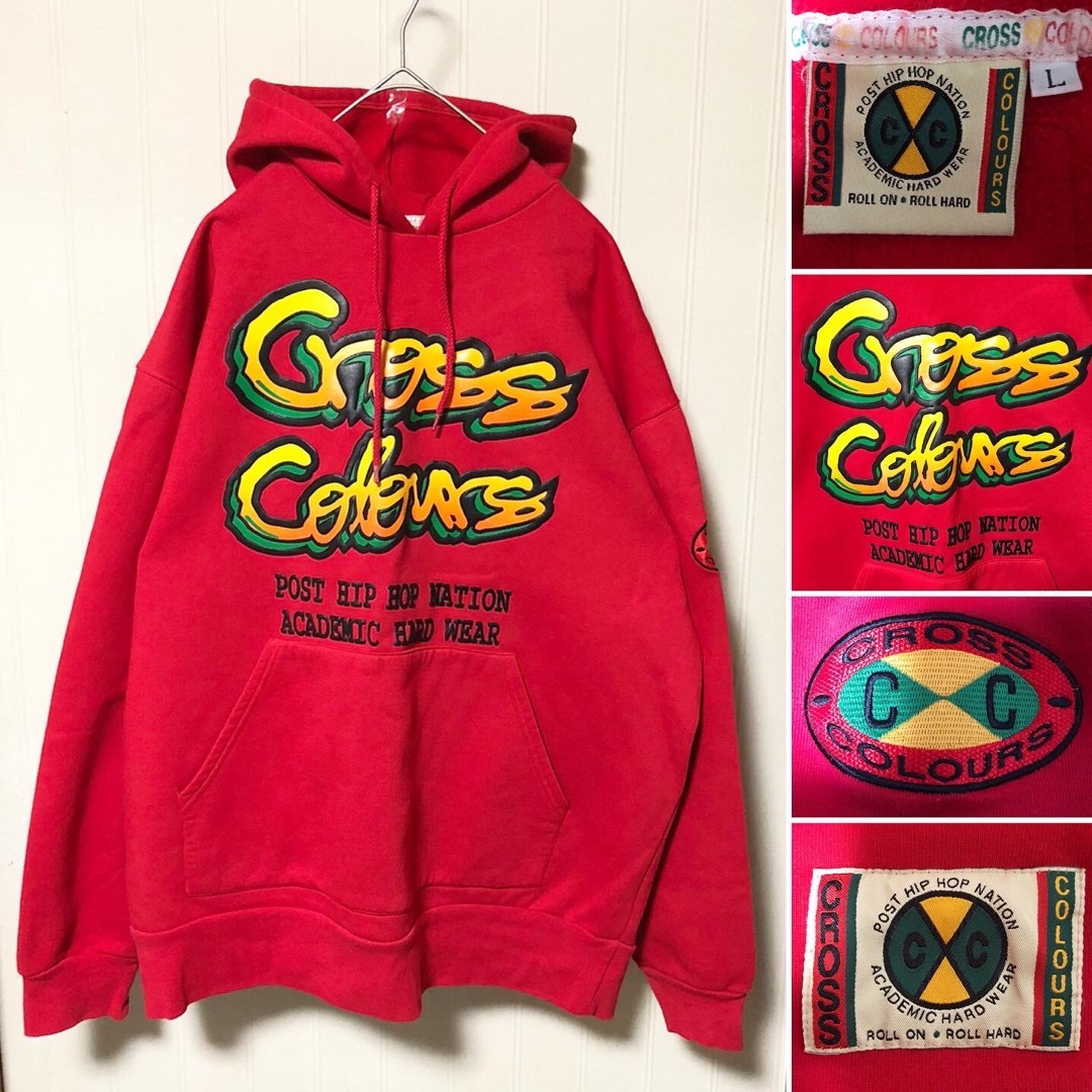 ビンテージ大人気❗️CROSS COLOURS クロスカラーズ ビッグサイズ パーカー 赤