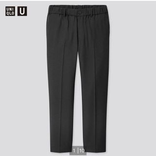 ユニクロ(UNIQLO)の新品　ワイドフィットテーパードパンツ　UNIQLO U ブラック M(スラックス)