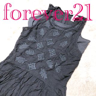 フォーエバートゥエンティーワン(FOREVER 21)のforever21 膝上ワンピース　ノースリーブ　ブラック(ひざ丈ワンピース)