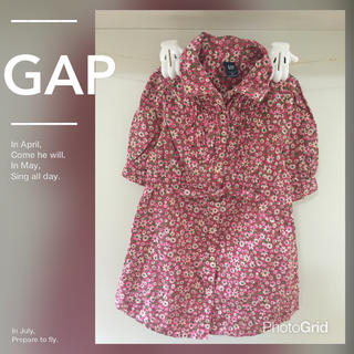 ベビーギャップ(babyGAP)のGAP花柄5分袖シャツワンピ95(ワンピース)