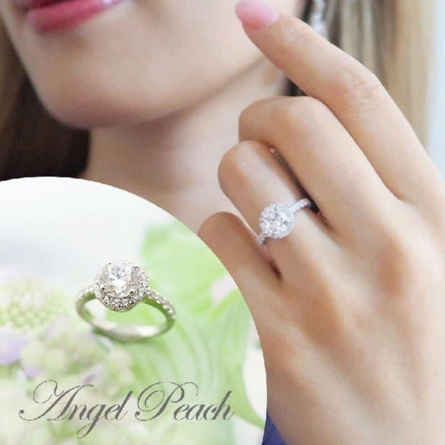 エンジェルピーチ　ワンアームリング  人工ダイヤモンド 9号 レディースのアクセサリー(リング(指輪))の商品写真