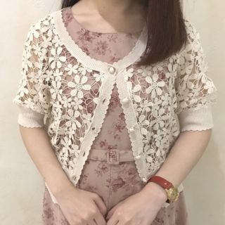 新品 an another angelus 総花レース半袖カーディガン 鍵編み