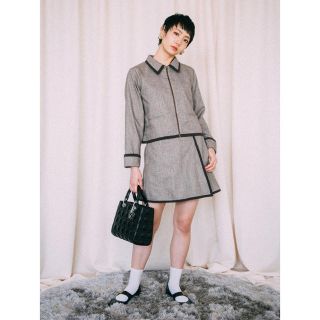 グリモワール(Grimoire)のLEBECCA boutique レベッカブティック　大きな一歩のヘリンボーン(ひざ丈ワンピース)