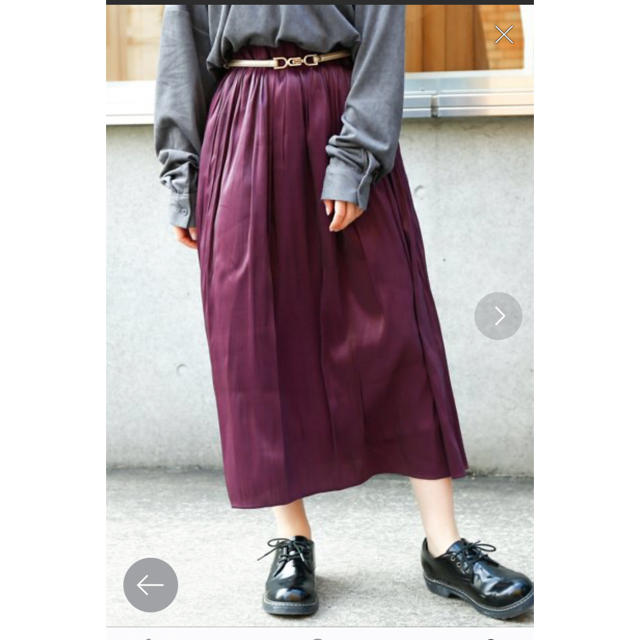 CHILD WOMAN(チャイルドウーマン)のチャイルドウーマン　パープルサテンプリーツスカート レディースのスカート(ロングスカート)の商品写真
