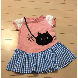 ニシマツヤ(西松屋)の未使用♡ねこポシェットワンピース80(ワンピース)