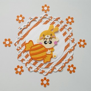 着ぐるみウサギとキャンディー1☆クラフト☆アルバム☆クラフトパンチ☆オレンジ(アルバム)
