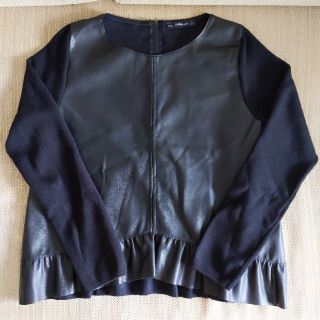 ザラ(ZARA)のZARA−秋冬フェイクレザー×ニット サイズL−(ニット/セーター)